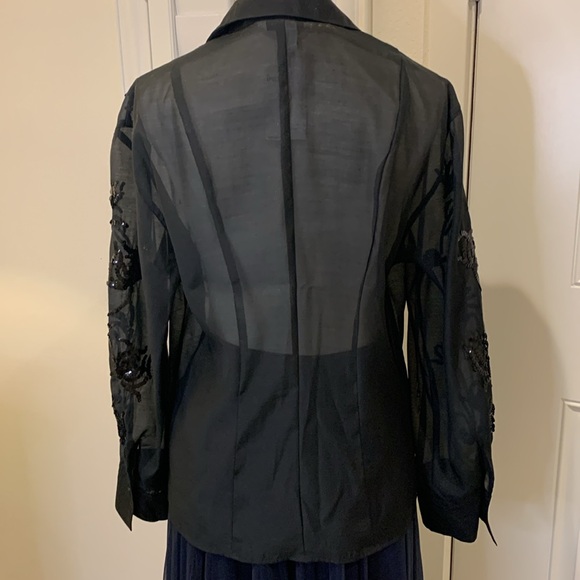 H&M Edition black sequined organza button down shirt in black Small - Picture 5 of 10